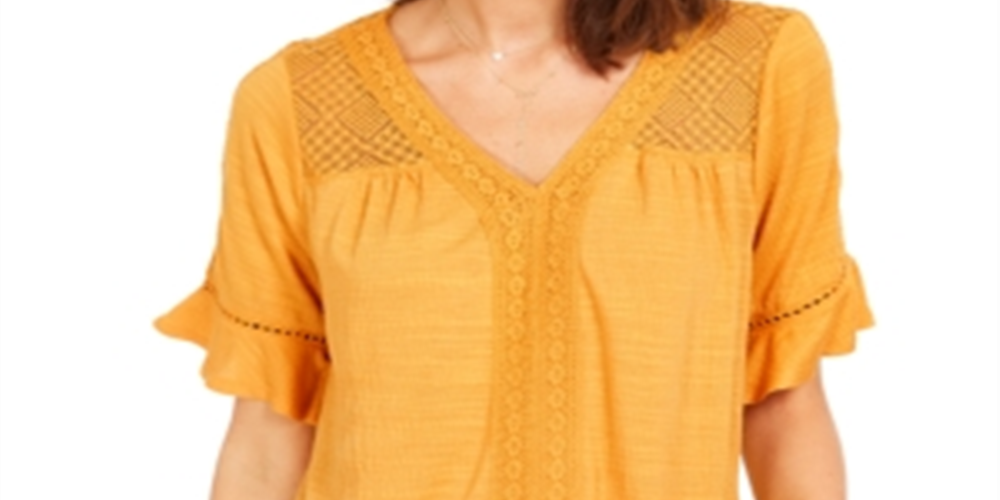 Top de crochê feminino Style &amp; Co, amarelo, tamanho pequeno
