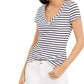 Camiseta básica listrada feminina INC International Concepts - Branco Preto Tamanho Grande