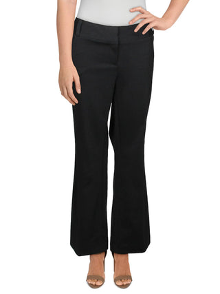 Calça feminina Alfani com perna larga e cano alto, preta, tamanho 12, pequena