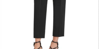 Calça social feminina DKNY cintura alta com cinto elástico, preta, tamanho 16