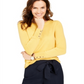 Suéter feminino Charter Club de lã merino com punho de botão, amarelo, tamanho pequeno G