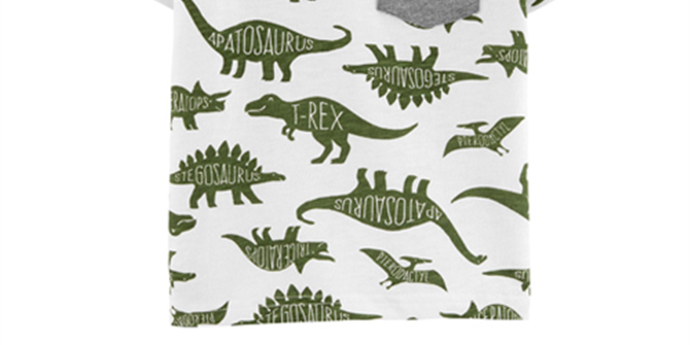 Camiseta Carter's Infantil Menino Estampa de Dinossauro com Bolso Branca Tamanho 5T
