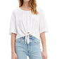 Camiseta feminina Levi's Fiona Knot-Front, branca, tamanho X-G