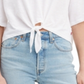 Camiseta feminina Levi's Fiona Knot-Front, branca, tamanho X-G