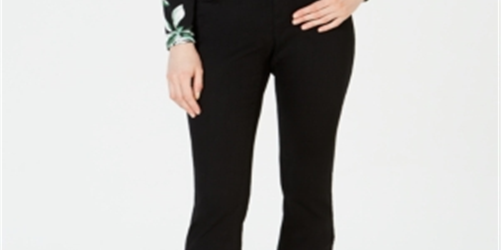 Calça jeans feminina com babados duplos e tornozelo da INC International Concepts, preta, tamanho 2