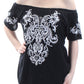 Blusa feminina INC de manga curta e ombro de fora, preta, tamanho pequeno