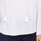 Charter Club Blusa de linho feminina com ilhós e borlas, tamanho XXG