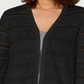 Cardigan feminino listrado Pointelle Charter Club, preto, tamanho grande