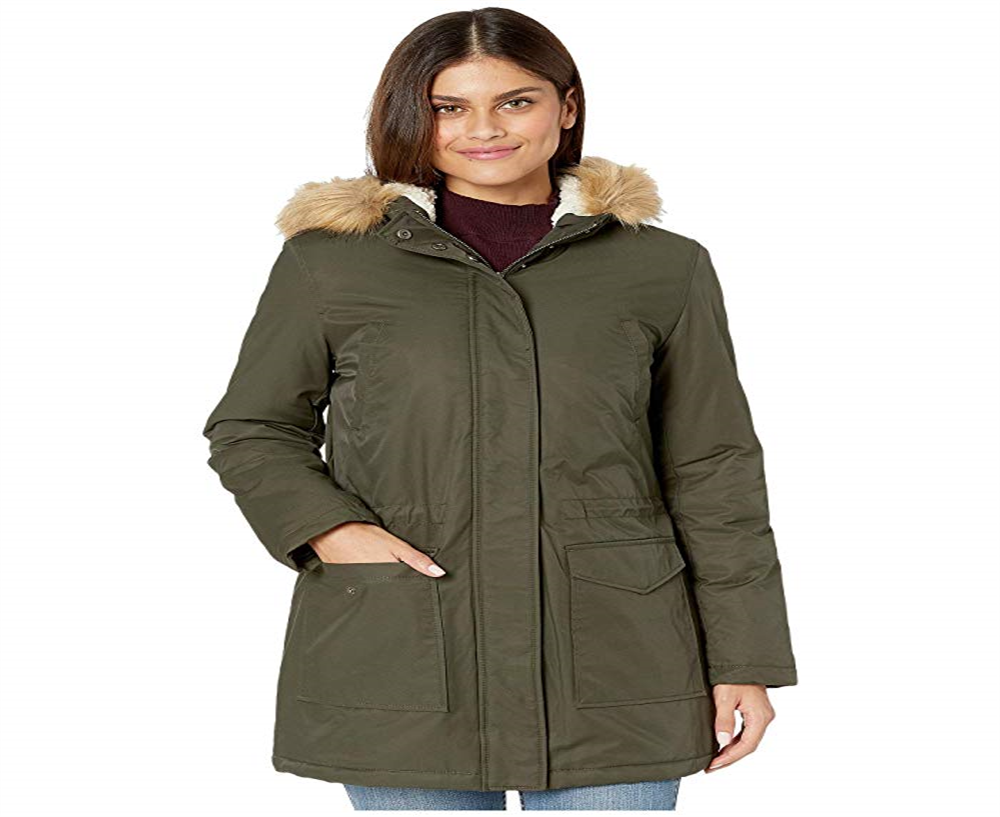 levis-womens-coated-cotton-parka-with-sherpa-and-faux-fur-hood-green-size-xs