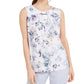 Blusa Calvin Klein Feminina com Acabamento Floral e Plissado, Branca, Tamanho Pequeno M