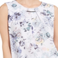 Blusa Calvin Klein Feminina com Acabamento Floral e Plissado, Branca, Tamanho Pequeno M