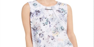 Blusa Calvin Klein Feminina com Acabamento Floral e Plissado, Branca, Tamanho Pequeno M