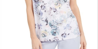 Blusa Calvin Klein Feminina com Acabamento Floral e Plissado, Branca, Tamanho Pequeno M