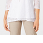 JM Collection Top Feminino Petite Overlay com Colar Branco Brilhante Tamanho Petite S