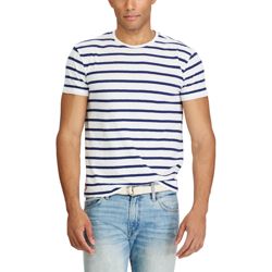 Camiseta básica listrada clássica masculina Ralph Lauren, preta, tamanho GG