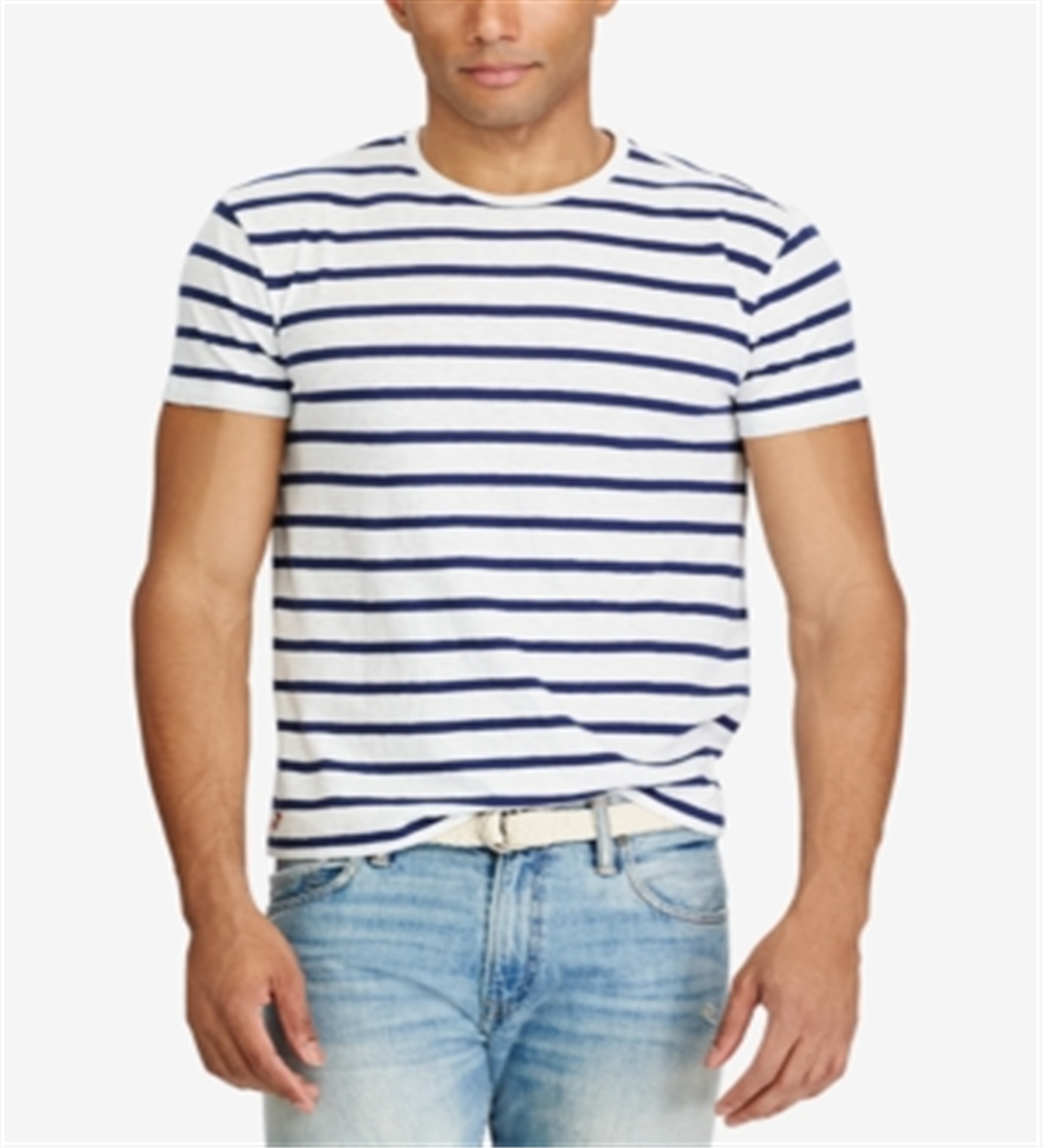 Camiseta básica listrada clássica masculina Ralph Lauren, preta, tamanho GG