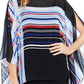 Poncho feminino Vince Camuto com painel gráfico linear, preto, tamanho G