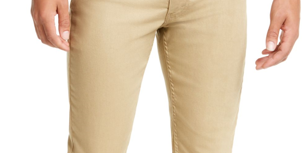Calças de algodão Levi's Slim Fit Stretch Masculinas Bege Tamanho 32X30