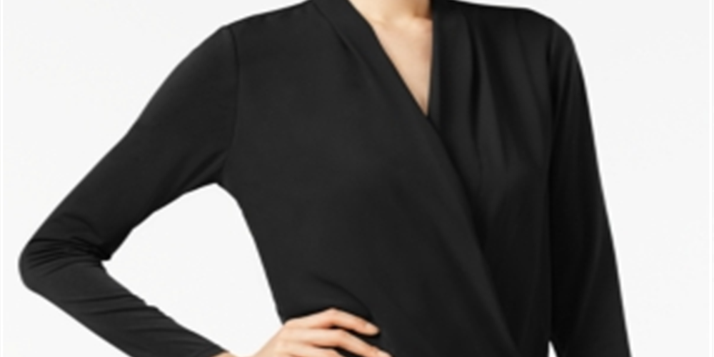 Blusa Alfani Feminina Surplice Preto Escuro Tamanho Médio