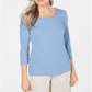 Karen Scott Blusa Feminina Manga 3/4 Azul Cascata Tamanho P