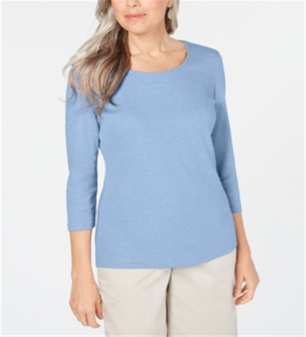 Karen Scott Blusa Feminina Manga 3/4 Azul Cascata Tamanho P