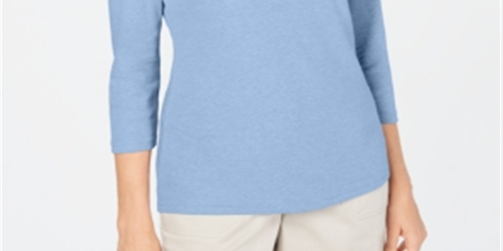Karen Scott Blusa Feminina Manga 3/4 Azul Cascata Tamanho P