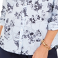 Blusa feminina de algodão estampada com botões Charter Club, azul, tamanho XS