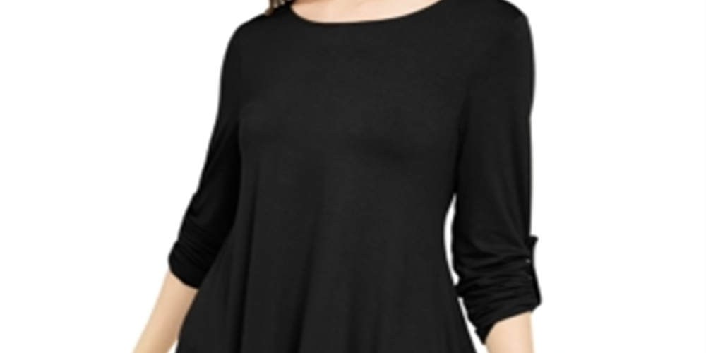 Top Alfani Feminino Chiffon Cano Alto Preto Tamanho Médio