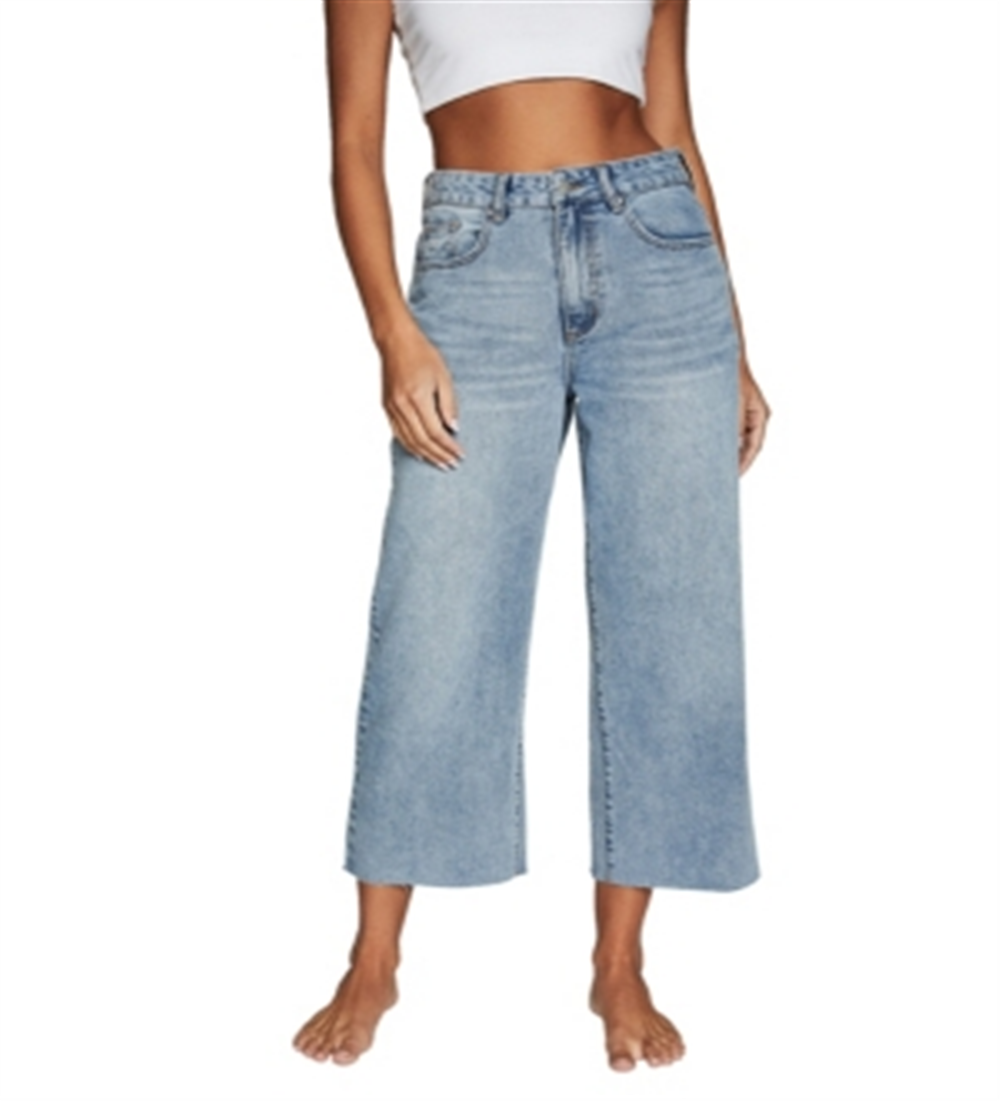 Calça jeans curta feminina Cotton on Wide Leg, azul, tamanho 8