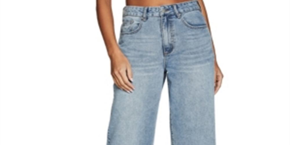 Calça jeans curta feminina Cotton on Wide Leg, azul, tamanho 8