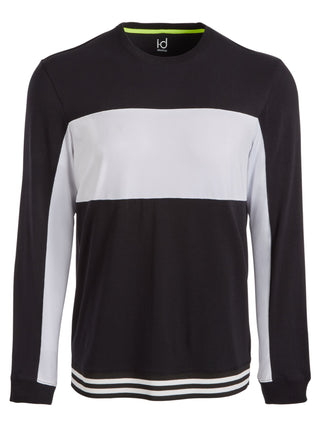 Camiseta masculina de manga comprida com blocos de malha Ideology, preta
