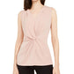 Blusa feminina Alfani Knot Twist com decote em V, rosa, tamanho pequeno