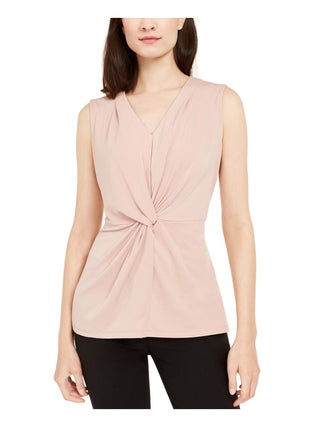 Blusa feminina Alfani Knot Twist com decote em V, rosa, tamanho pequeno