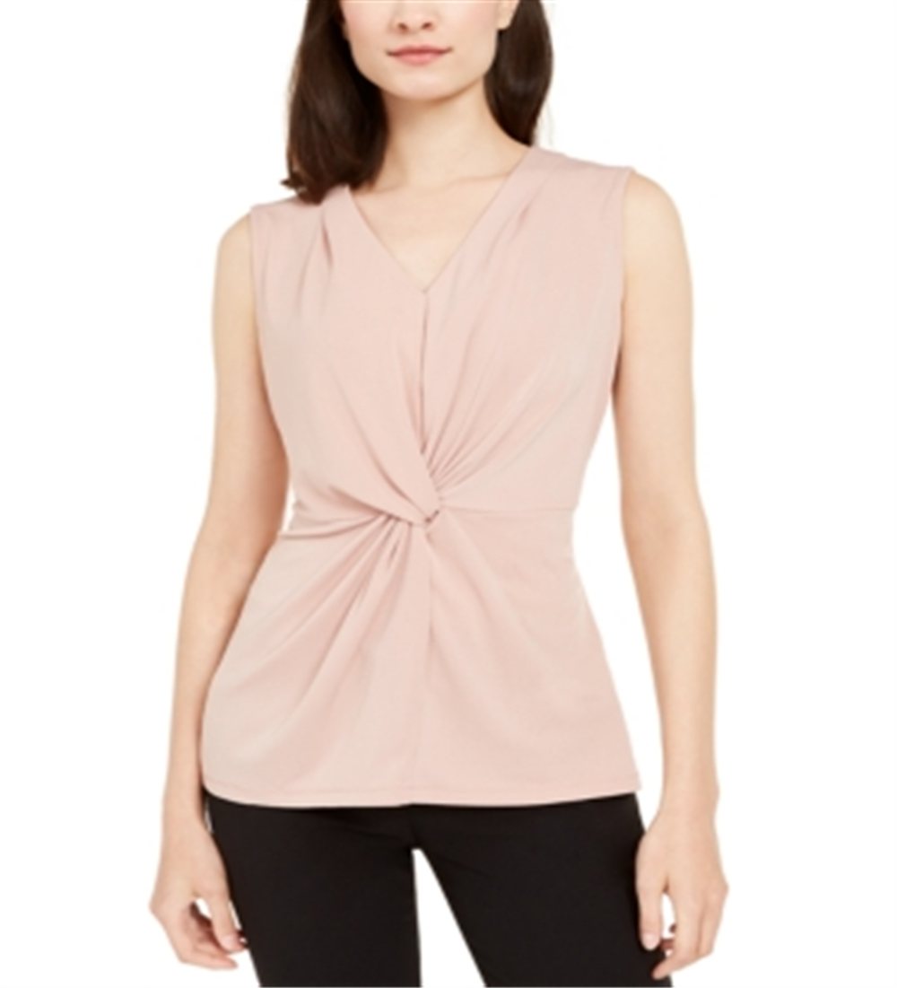 Blusa feminina Alfani Knot Twist com decote em V, rosa, tamanho pequeno