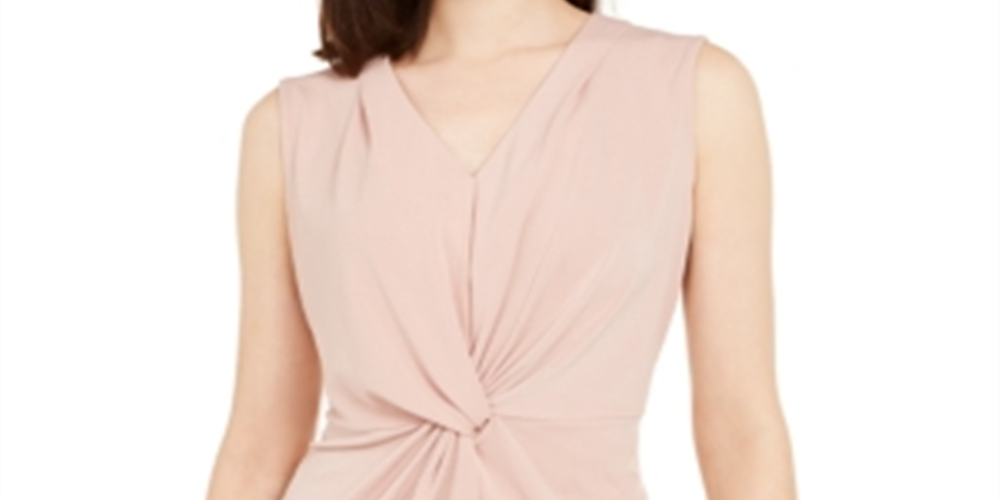 Blusa feminina Alfani Knot Twist com decote em V, rosa, tamanho pequeno