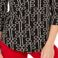 Top feminino estampado com decote em V, preto, tamanho XS, Charter Club
