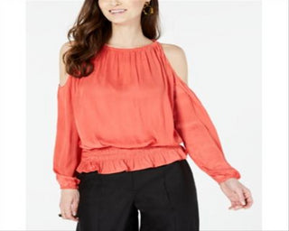 Alfani Top Feminino Petite Smocked com Ombros Descobertos Rosa Tamanho Petite S