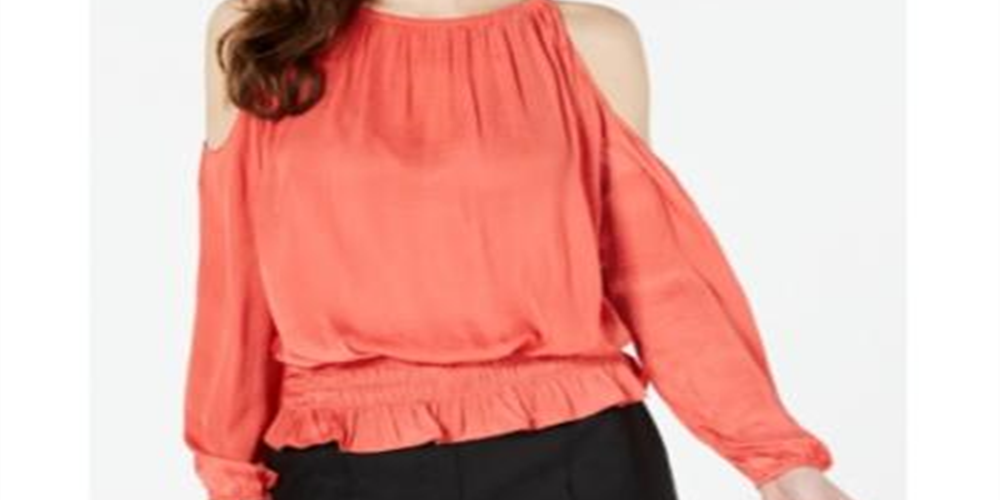 Alfani Top Feminino Petite Smocked com Ombros Descobertos Rosa Tamanho Petite S