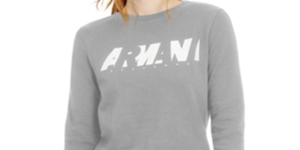 A|X Armani Exchange Moletom feminino de algodão com logo gráfico cinza tamanho XS