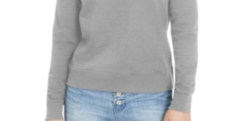 A|X Armani Exchange Moletom feminino de algodão com logo gráfico cinza tamanho XS