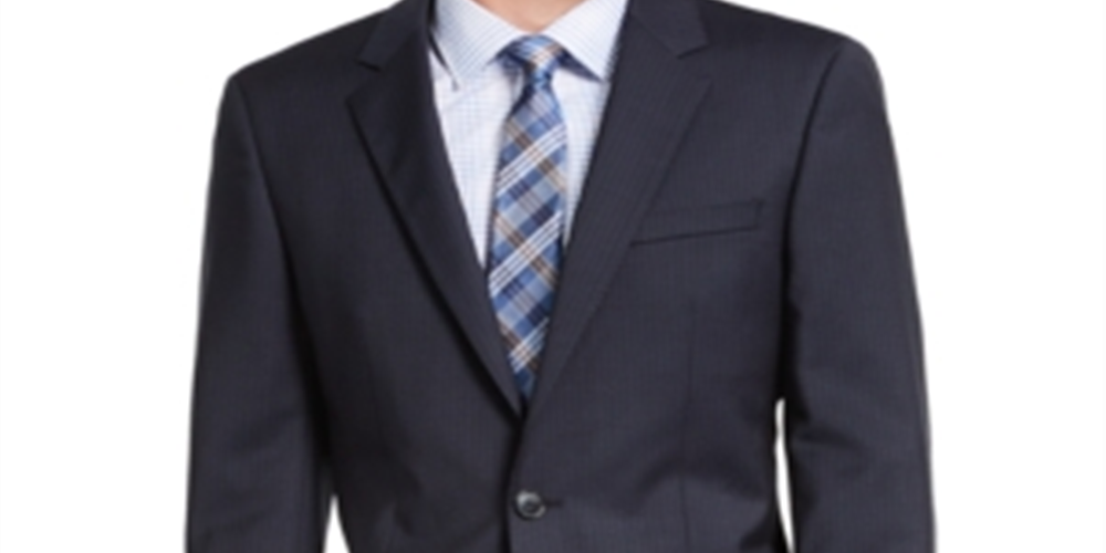 Jaqueta masculina Hugo Slim-Fit listrada azul-marinho tamanho 46