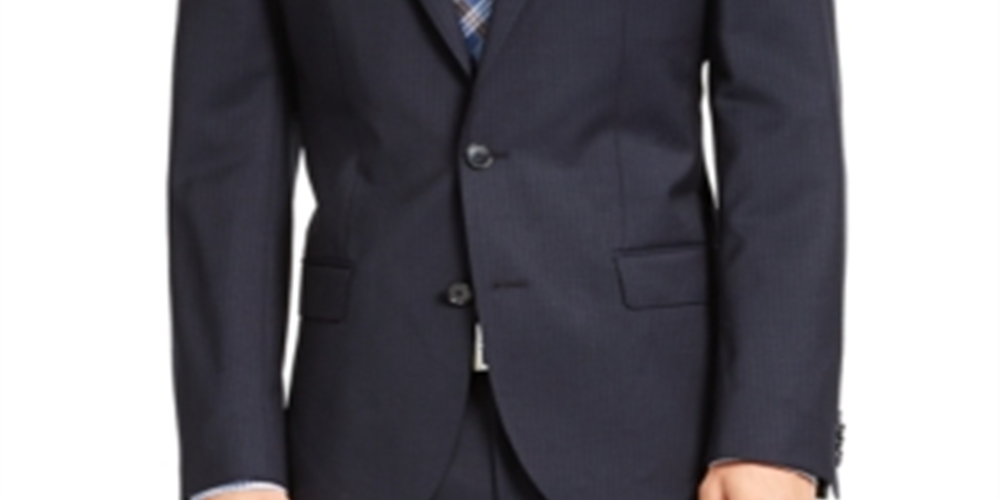 Jaqueta masculina Hugo Slim-Fit listrada azul-marinho tamanho 46