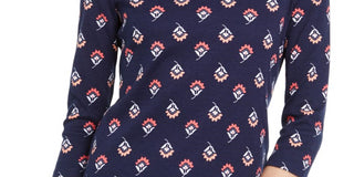 Blusa feminina Charter Club com estampa floral de algodão Pima, tamanho grande, azul-marinho