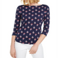 Blusa feminina Charter Club com estampa floral de algodão Pima, tamanho grande, azul-marinho