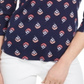 Blusa feminina Charter Club com estampa floral de algodão Pima, tamanho grande, azul-marinho