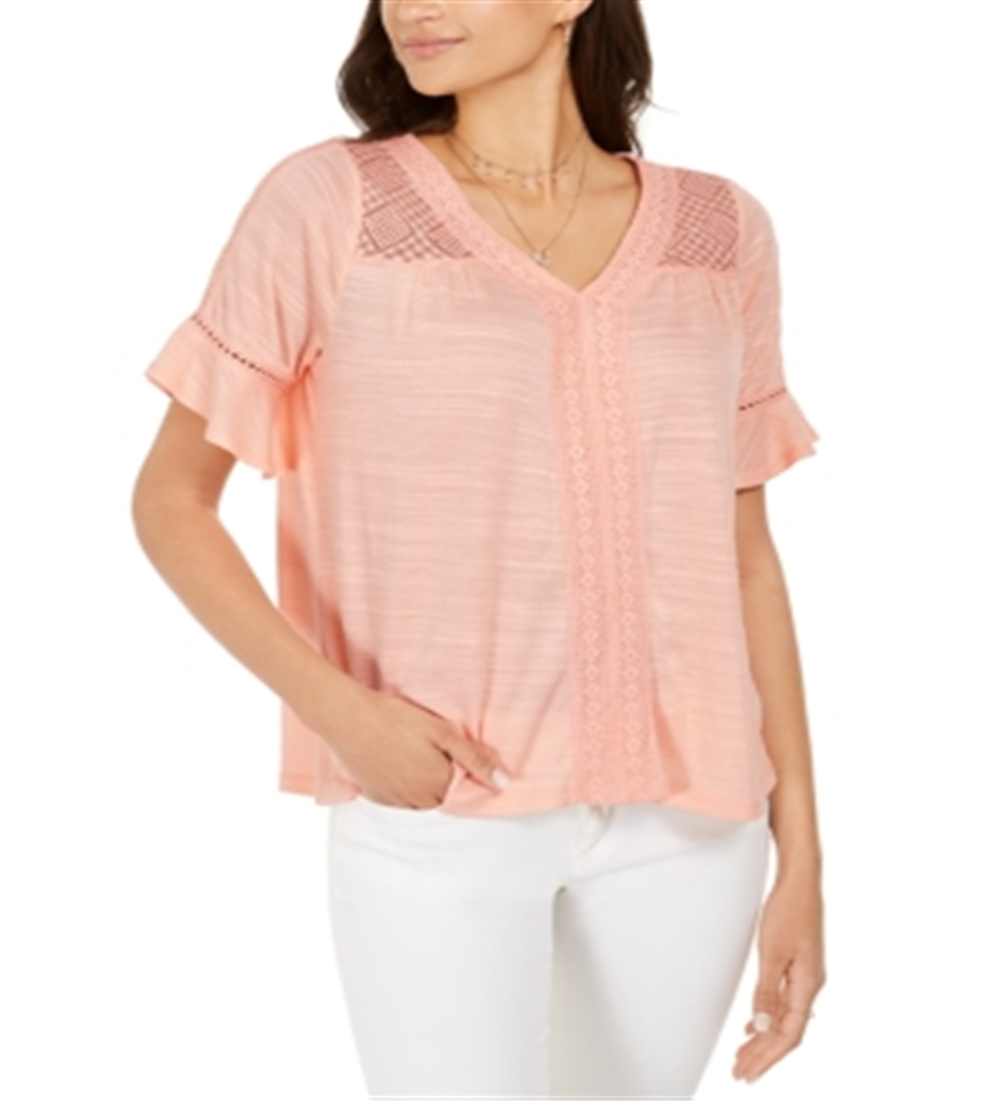 Top de crochê feminino Style &amp; Co Laranja Tamanho Médio