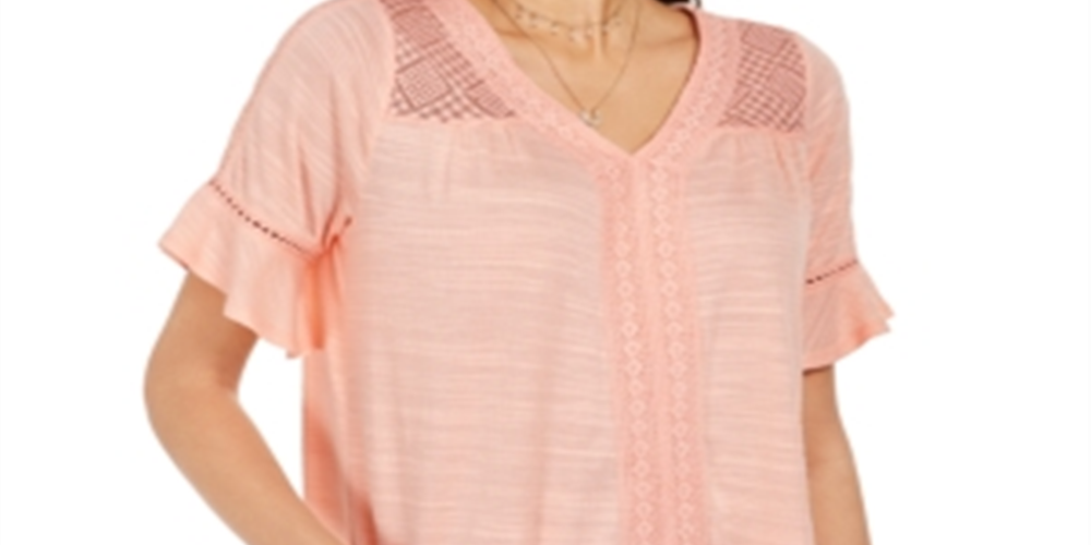 Top de crochê feminino Style &amp; Co Laranja Tamanho Médio