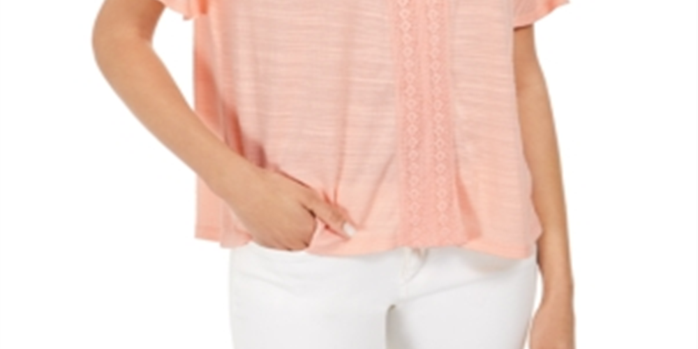 Top de crochê feminino Style &amp; Co Laranja Tamanho Médio