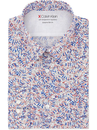 Camisa social estampada Calvin Klein Extreme Slim Fit masculina vermelha tamanho P (14-14/5)