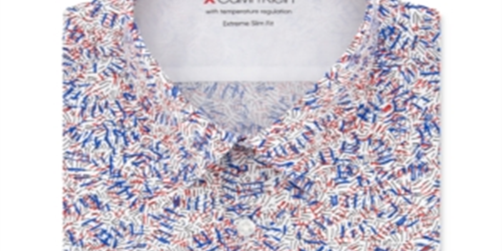 Camisa social estampada Calvin Klein Extreme Slim Fit masculina vermelha tamanho P (14-14/5)